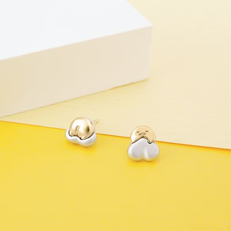 Gudetama 10週年系列-懶得過生日的蛋黃哥不對稱純銀耳環