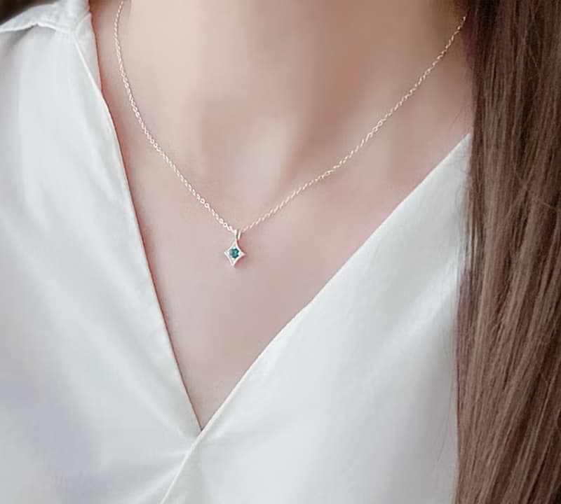 超美的~小菱形托帕石紫水晶橄欖石祖母綠純銀項鍊-鎖骨鍊