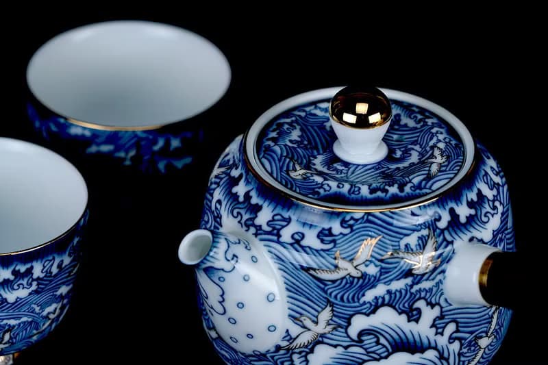 黑檀木手握壺海浪奔翔 青花瓷 茶具組│母親節禮盒│畢業禮物