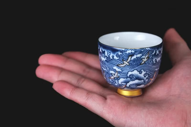黑檀木手握壺海浪奔翔 青花瓷 茶具組│母親節禮盒│畢業禮物