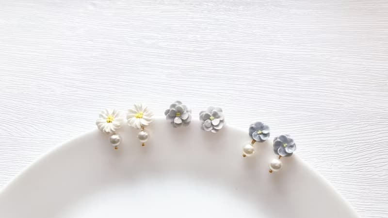 小清新* 手工黏土萬華鏡紫陽花/萍果花/洋甘菊耳環/耳夾