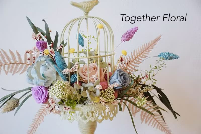 清新典雅永生玫瑰鳥籠桌花