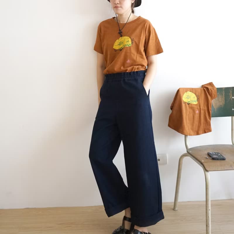 親子裝 你好垃圾車 三色夏日手工印花短袖純棉tshirt