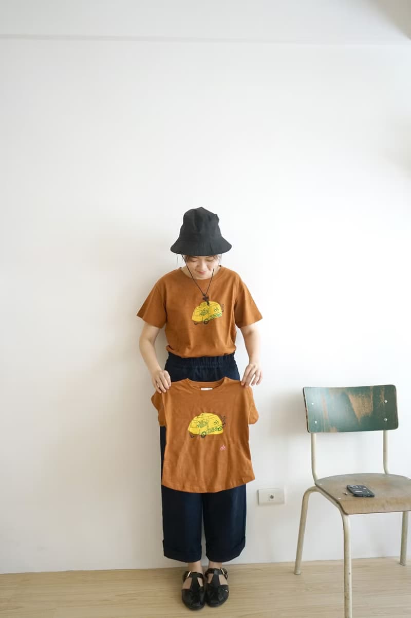 親子裝 你好垃圾車 三色夏日手工印花短袖純棉tshirt