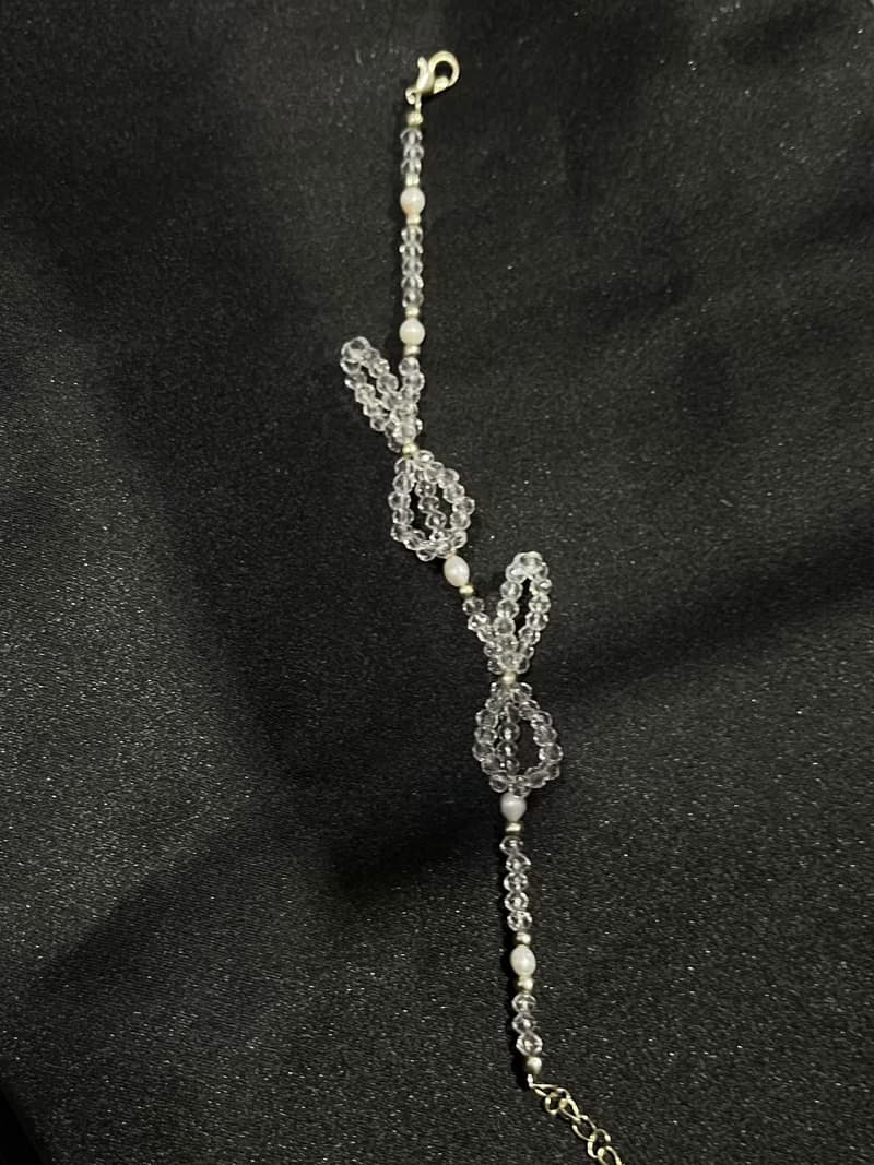 入門。天然貝母 珍珠 白蝶貝 琉璃 黑膽石 手鍊 蝴蝶結 串珠 手