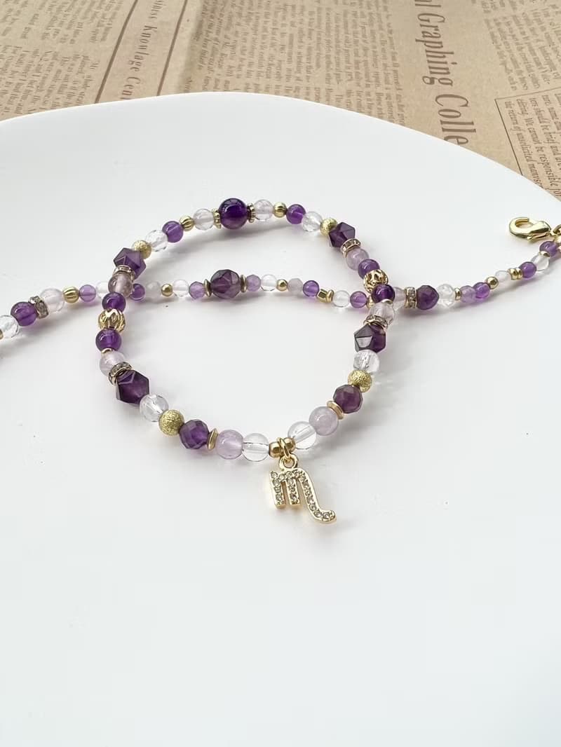 【星座雙鍊 天蠍座】水象星座 紫水晶 水晶手鍊