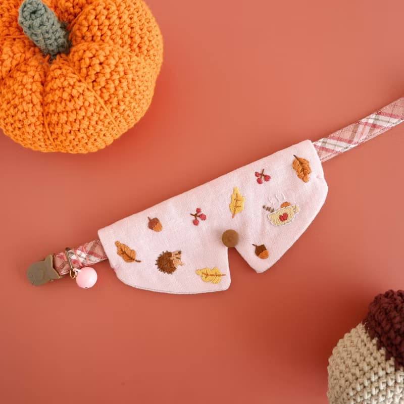 Autumn Hand embroidery collar set, free bell, Cat Collar, Breakaway cat collar