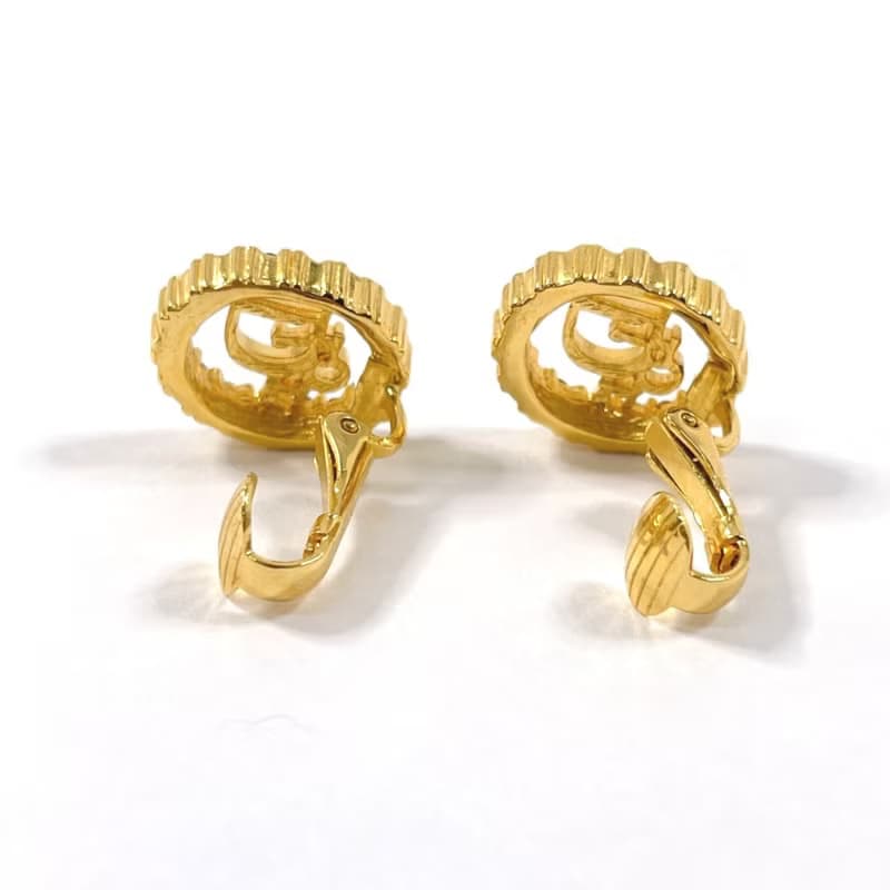 【日本直送 中古美品】クリスチャンディオール Christian Dior イヤリング ロゴ GP/ラインストーン ゴールド ヴィンテージ アクセサリー