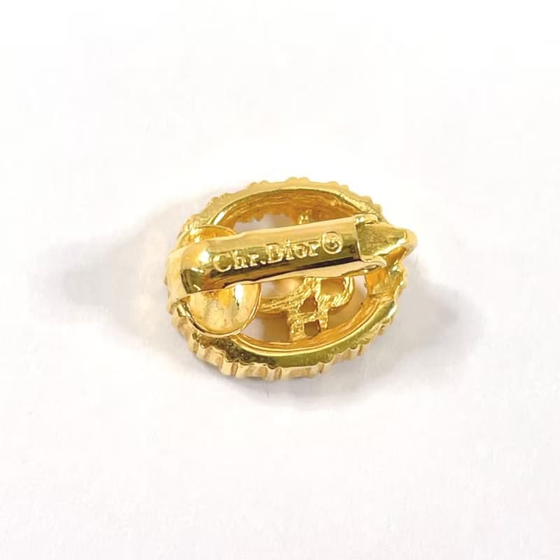 【日本直送 中古美品】クリスチャンディオール Christian Dior イヤリング ロゴ GP/ラインストーン ゴールド ヴィンテージ アクセサリー