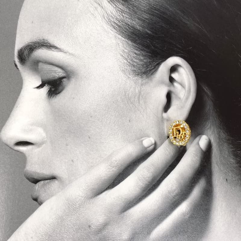 【日本直送 中古美品】クリスチャンディオール Christian Dior イヤリング ロゴ GP/ラインストーン ゴールド ヴィンテージ アクセサリー