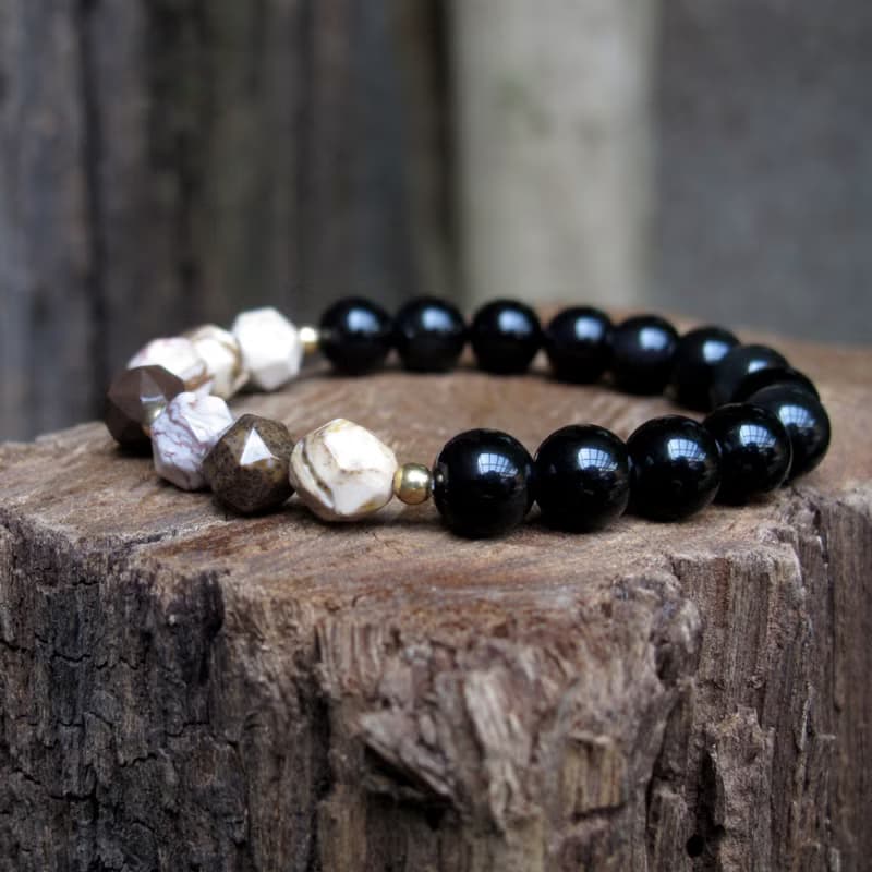 避邪護身 ∣ 斑馬石 黑曜石 天然石手鍊