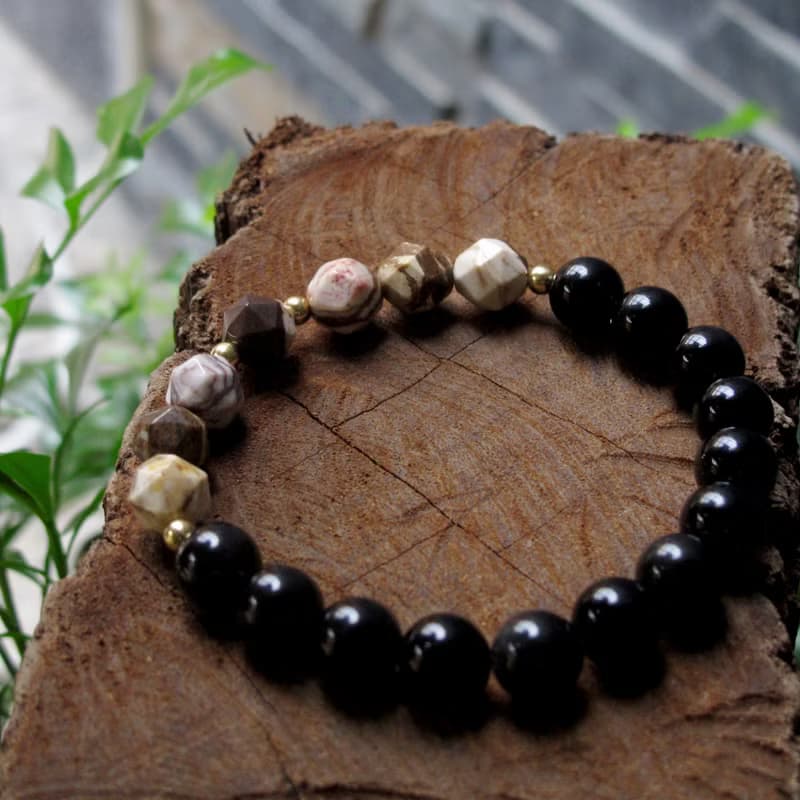 避邪護身 ∣ 斑馬石 黑曜石 天然石手鍊
