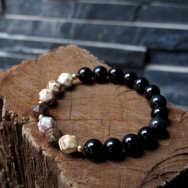 避邪護身 ∣ 斑馬石 黑曜石 天然石手鍊