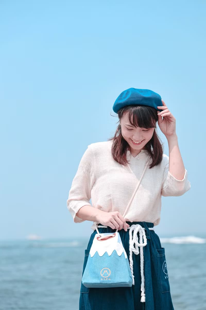 自家製富士山甚吉袋 - 淺藍色 S Size  【 情人節 生日 】
