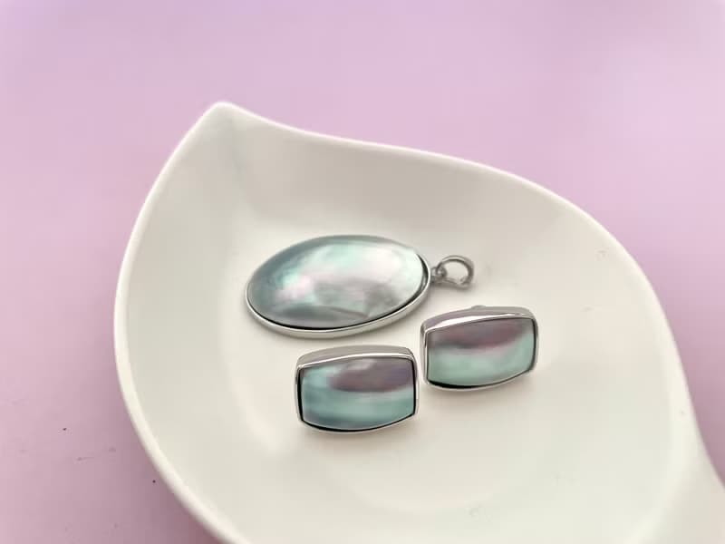 星空藍 馬貝珍珠  古典風格 純銀 耳環/吊墜