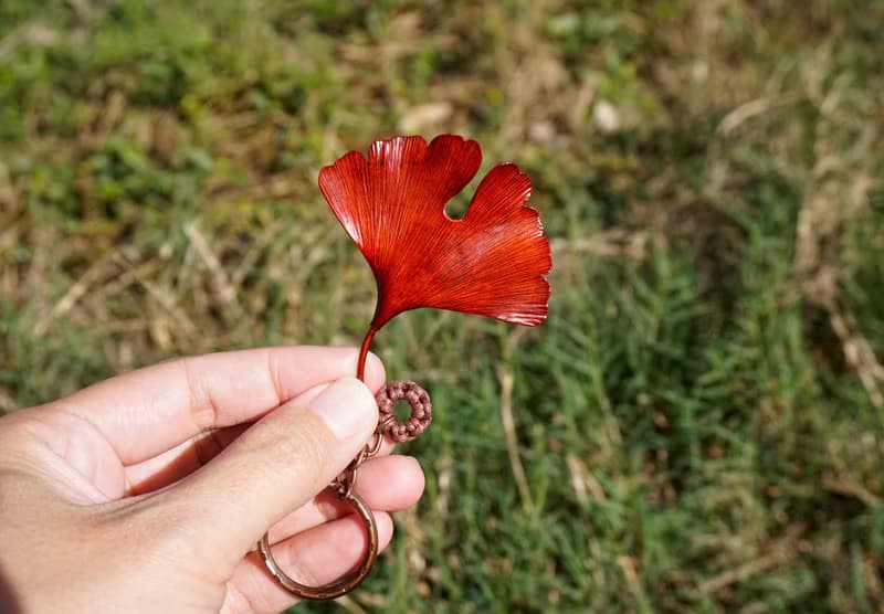 【訂製】銀杏葉吊飾|鑰匙圈|書籤|紅銅|純手工|手作禮物