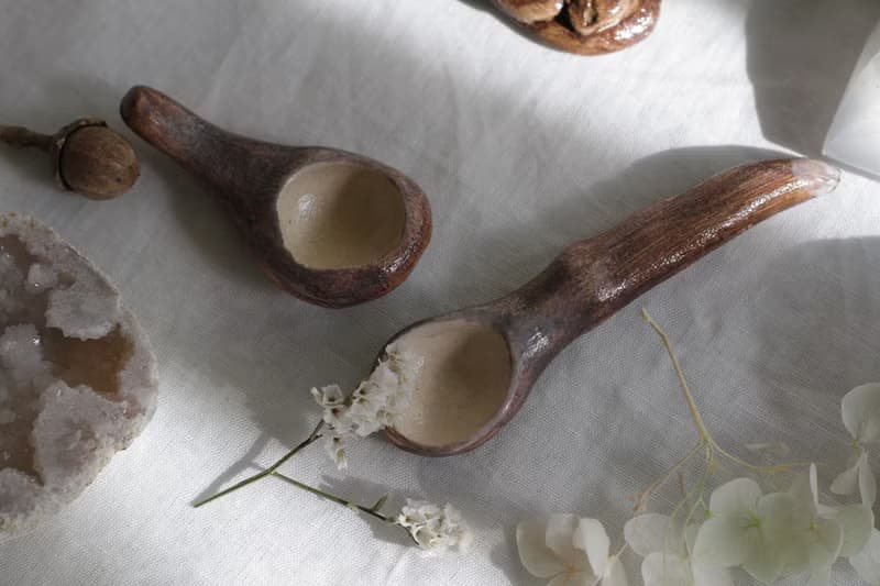 純手捏樹枝造型陶瓷湯匙(一對)