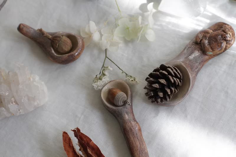 純手捏樹枝造型陶瓷湯匙(一對)