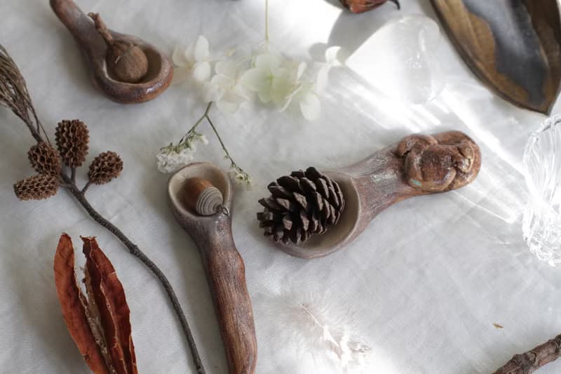 純手捏樹枝造型陶瓷湯匙(一對)