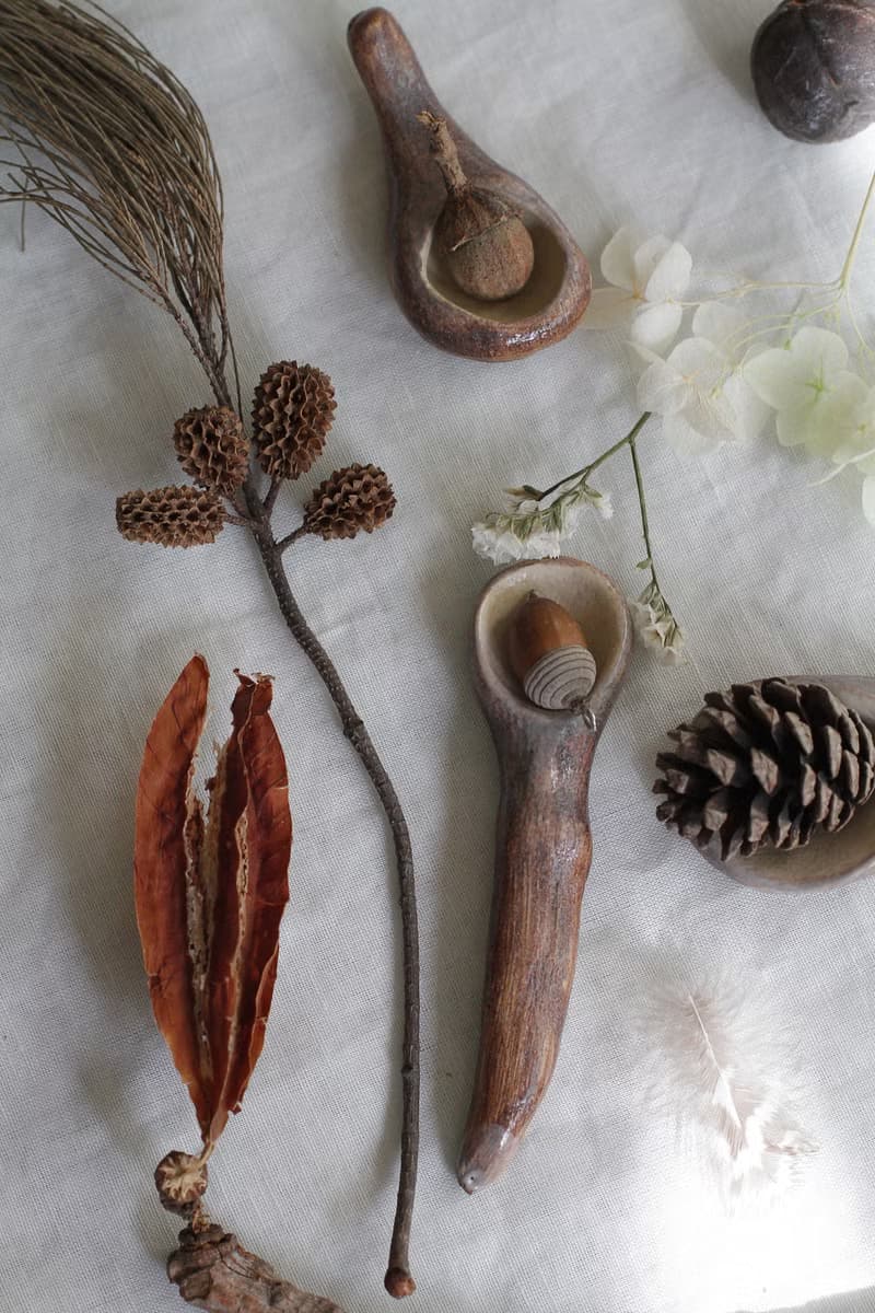 純手捏樹枝造型陶瓷湯匙(一對)