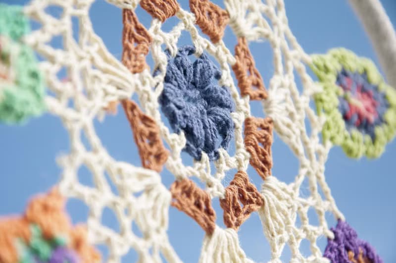 情人節禮物 母親節禮物 生日禮物 民族風 boho 手工編織棉麻彩虹色捕夢網吊飾dream Cather / 手工蕾絲捕夢網- 花朵蕾絲羊毛氈彩虹色系30cm 