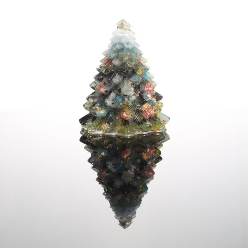 【快速出貨】綠色金箔水晶聖誕樹-大-能量樹寶石樹奧根交換禮物
