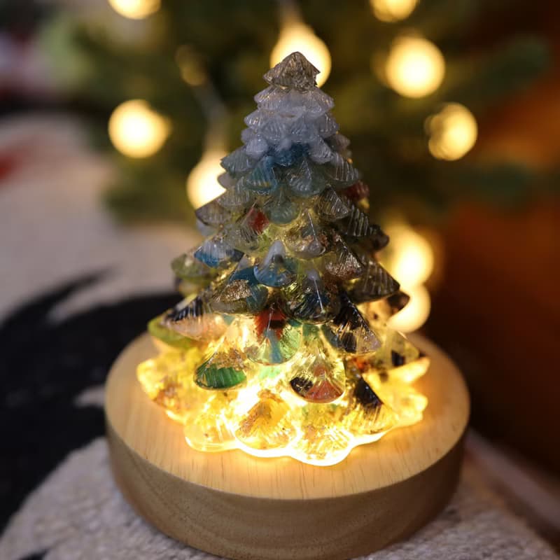 【快速出貨】綠色金箔水晶聖誕樹-大-能量樹寶石樹奧根交換禮物