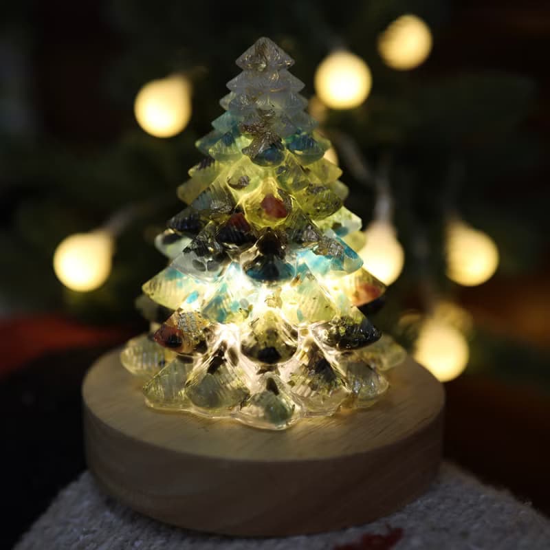 【快速出貨】綠色金箔水晶聖誕樹-大-能量樹寶石樹奧根交換禮物