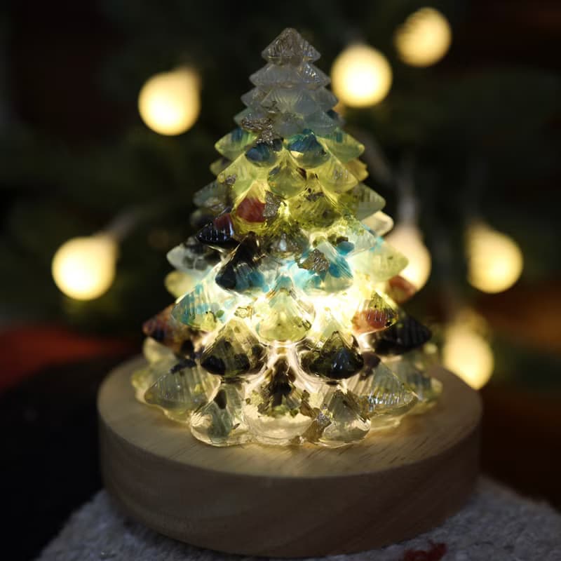 【快速出貨】綠色金箔水晶聖誕樹-大-能量樹寶石樹奧根交換禮物