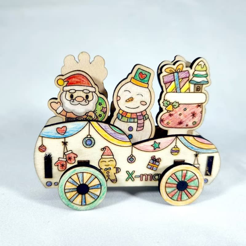 雪地跑車 DIY 聖誕節 禮物 手作 木