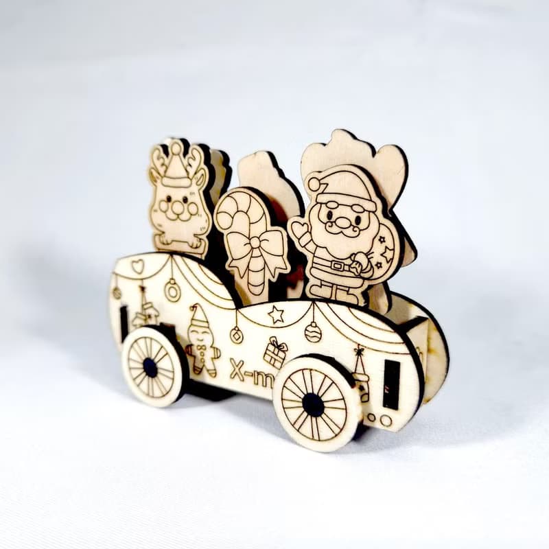 雪地跑車 DIY 聖誕節 禮物 手作 木