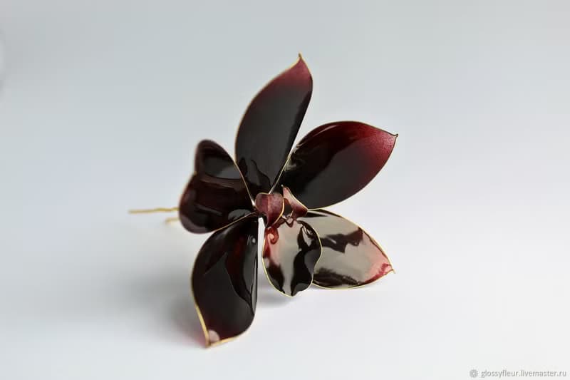 簪 黑蘭花 手工製作的 禮物 觀音 髮飾 金蘭花 水晶花 透明花