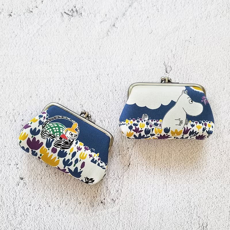 【Pinkoi x Moomin】二面不同圖案 雙層口金包 零錢包 藍色