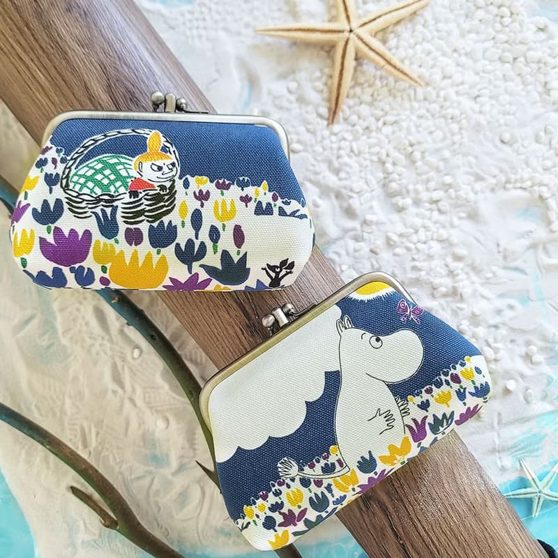 【Pinkoi x Moomin】二面不同圖案 雙層口金包 零錢包 藍色