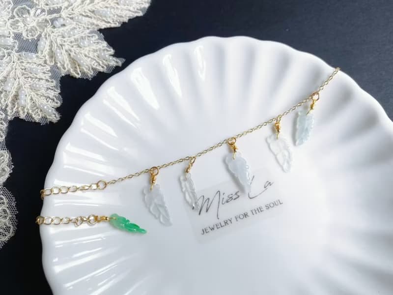 天然緬甸玉翡翠 冰種 一葉致富 手鍊 設計款 禮物 氣質