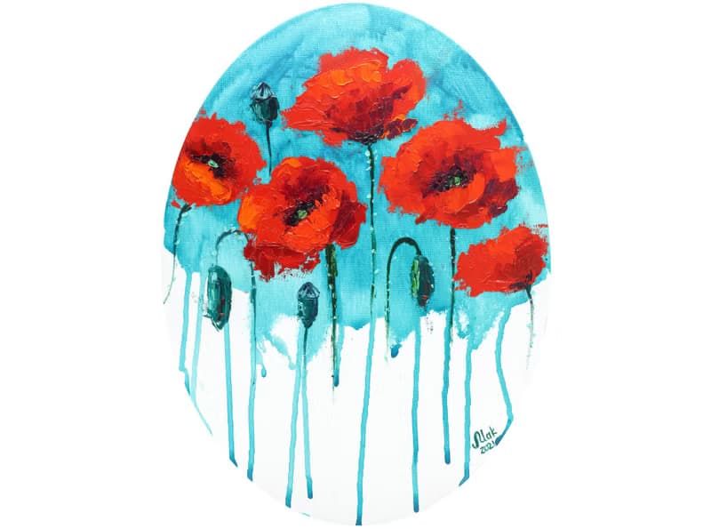 Red Poppy Painting Flower Original Art California Poppy Oil Painting On canvas