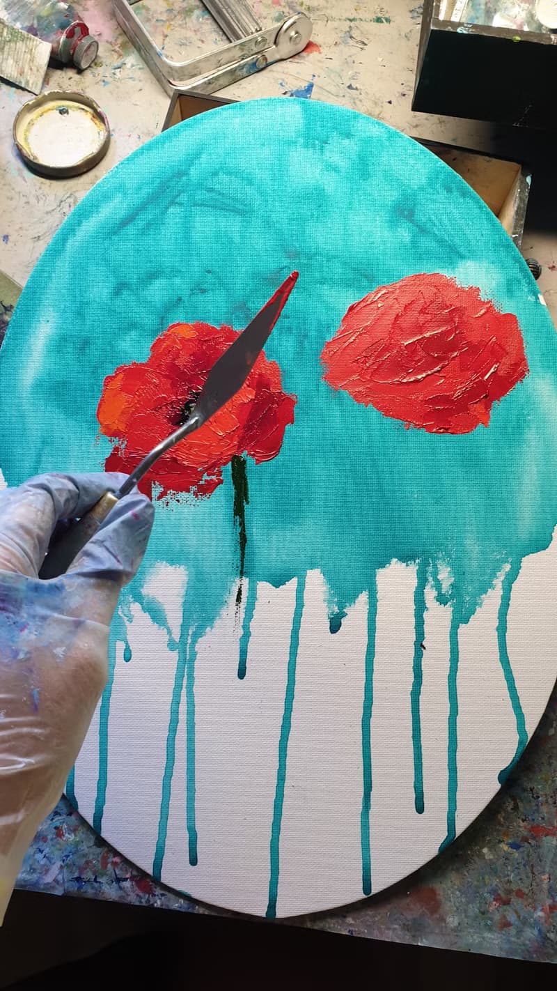 Red Poppy Painting Flower Original Art California Poppy Oil Painting On canvas