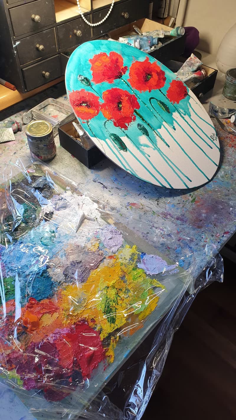 Red Poppy Painting Flower Original Art California Poppy Oil Painting On canvas