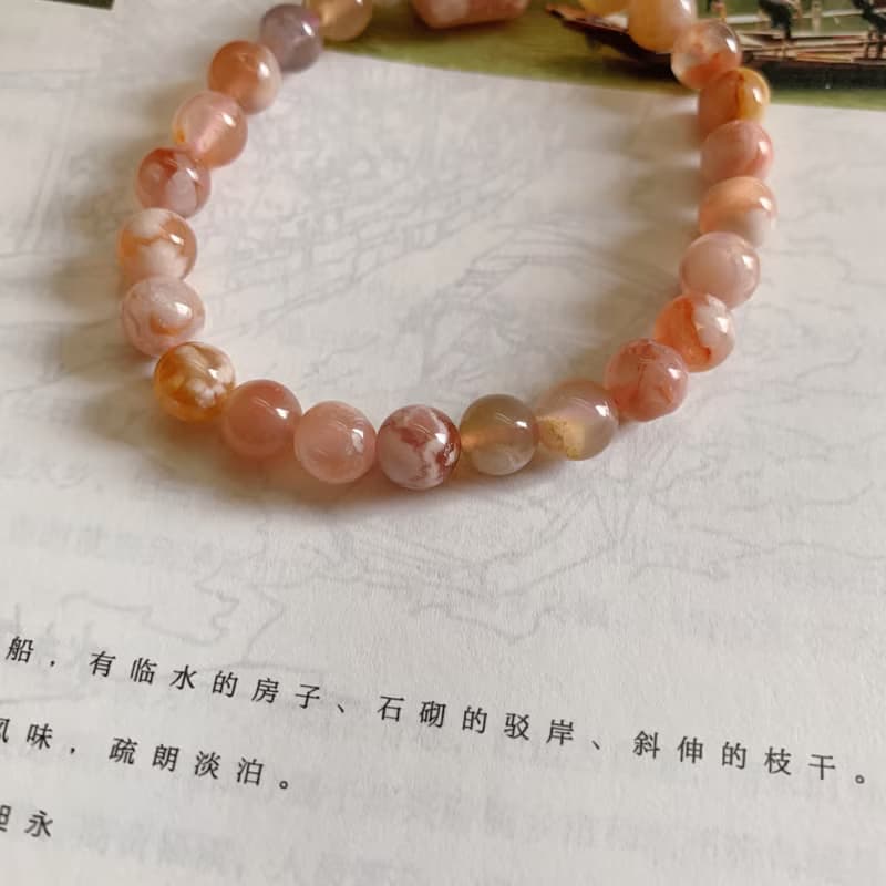櫻花作意開。天然櫻花瑪瑙手鏈 氣質 文藝
