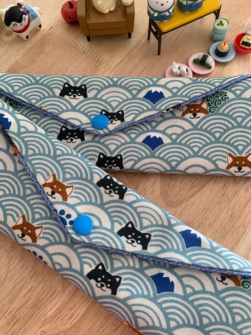 文青風環保純棉筷袋 柴犬的午后祭典 質感原胚 天空藍 日本 潮物