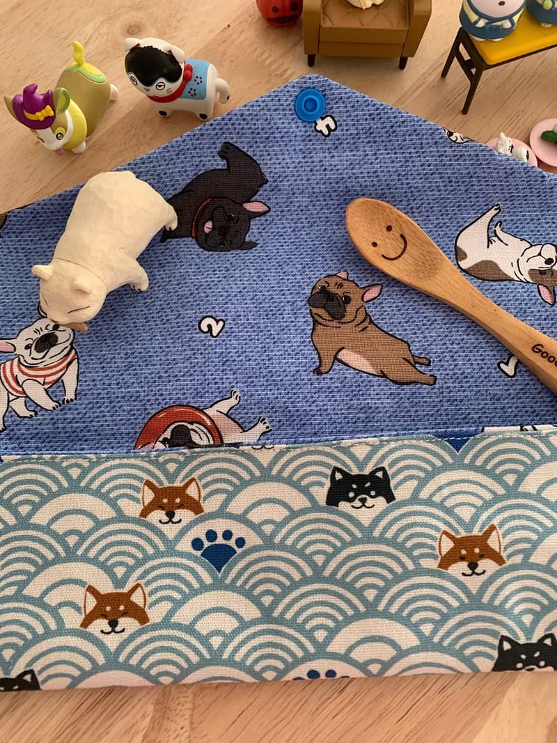 文青風環保純棉筷袋 柴犬的午后祭典 質感原胚 天空藍 日本 潮物