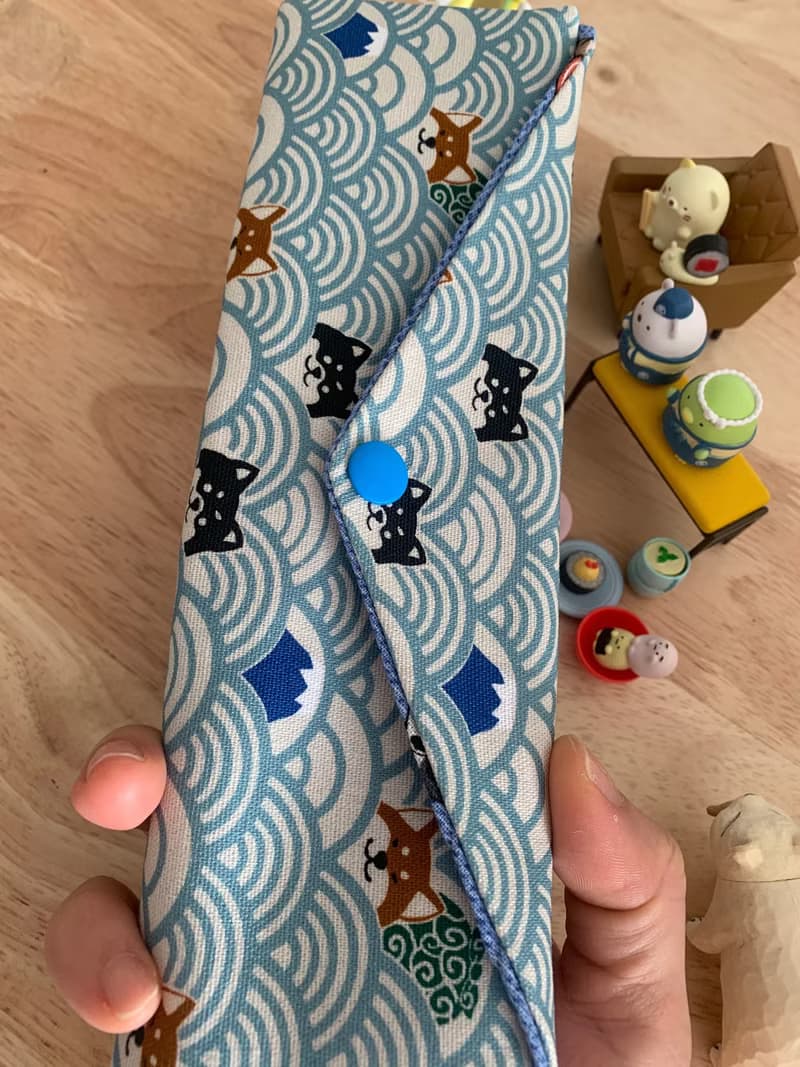 文青風環保純棉筷袋 柴犬的午后祭典 質感原胚 天空藍 日本 潮物