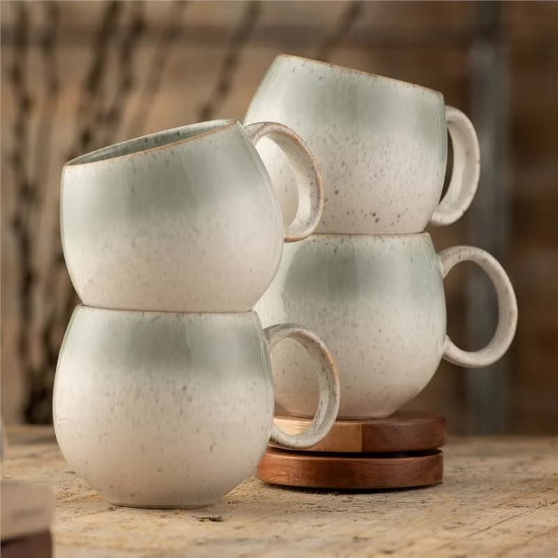愛爾蘭Belleek Living 海霧窯變釉 胖胖馬克杯4入組 入厝禮
