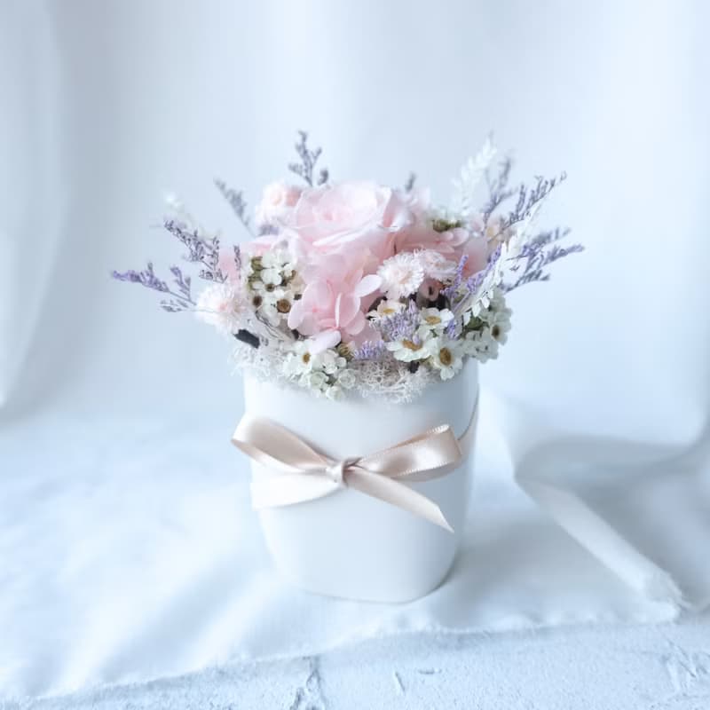 【小盆花】盆栽/粉色/不凋花/永生花/乾燥花/七夕/情人節