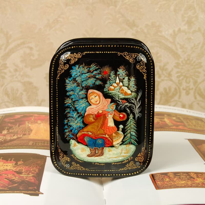 Winter Maiden lacquer box snow fairy tale folk art Christmas Gift Wrapping