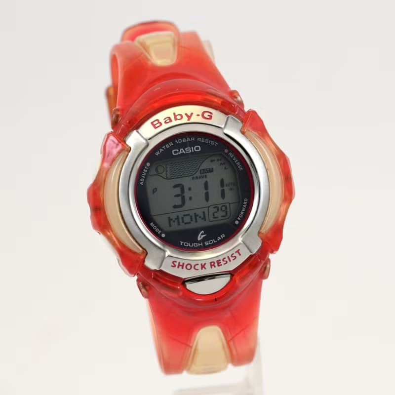 送料無料 Casio カシオ Baby-G 女性用 ソーラー腕時計 Tough Solar BGX-220 Red Digital Watch 古董錶 手錶