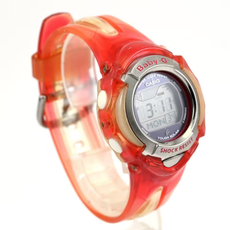 送料無料 Casio カシオ Baby-G 女性用 ソーラー腕時計 Tough Solar BGX-220 Red Digital Watch 古董錶 手錶