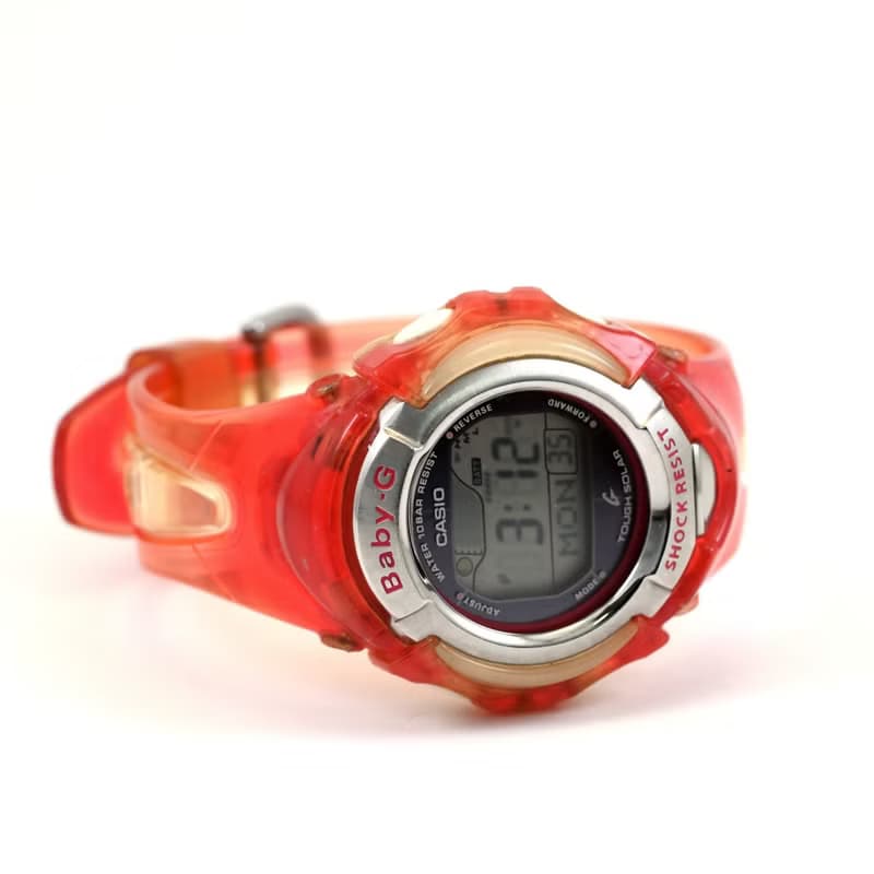 送料無料 Casio カシオ Baby-G 女性用 ソーラー腕時計 Tough Solar BGX-220 Red Digital Watch 古董錶 手錶