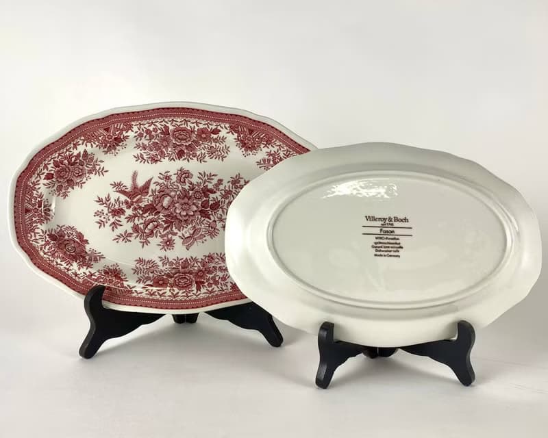 維勒魯瓦和博赫紅法桑上菜|橢圓形紅板|體外瓷