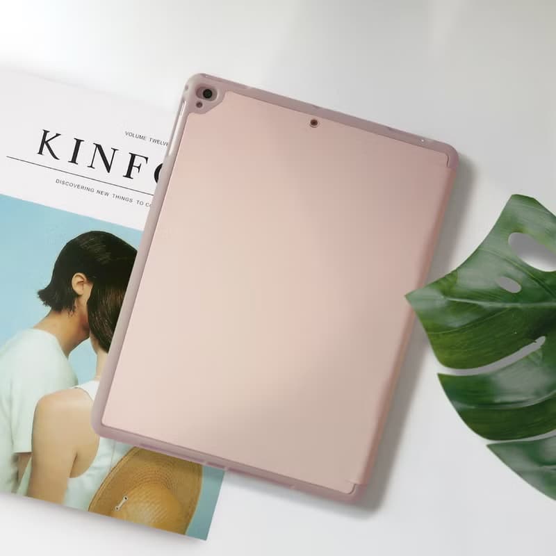 iPad 12.9/Air5/iPad 9/mini 7 清新藍色亞麻花皮革平板保護套